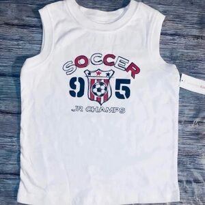 💞 New Baby & Toddler Boys Size 6-9 Months White Soccer Muscle Tank Top